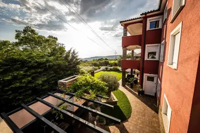 an overhead view of a balcony of a building at Villa Sunset Pool & Spa apartments in Zgornje Škofije