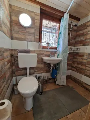 a bathroom with a toilet and a sink at OTO`S CABIN in Radovljica