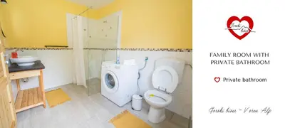a bathroom with a toilet and a sink at Gorski biser in Mojstrana