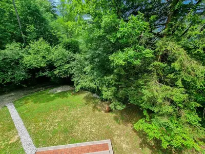 an overhead view of a yard with trees at Jakob Cabin in Bovec