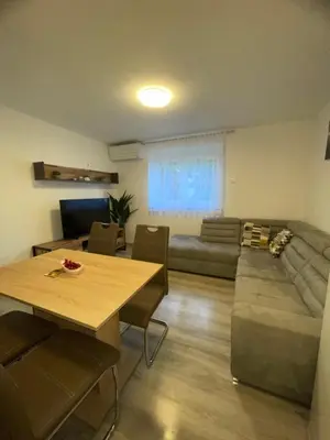 a living room with a couch and a table at APARTMA DŽANA in Žaga