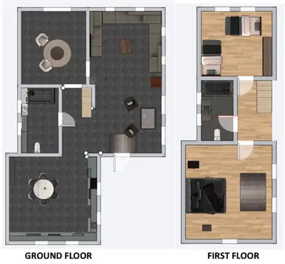 a drawing of a floor plan of a house at Vila Vrba in Žirovnica