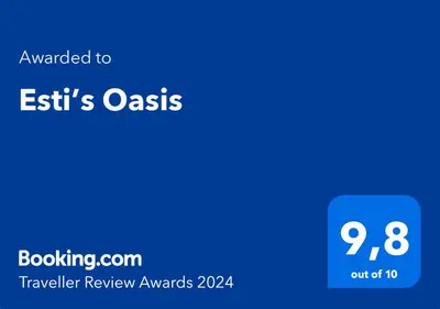 a blue rectangle with the text emailed to esthesiss oasis at Esti’s Oasis in Ljubljana
