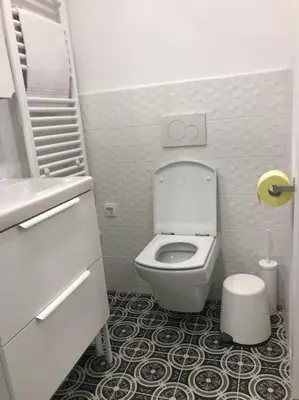 a small bathroom with a toilet and a sink at Jane's Place, experience the atmosphere of a historic villa & free parking in Ljubljana