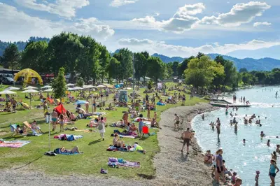 a large group of people at a beach at VILA HELENA in Velenje