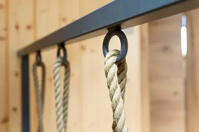 a close up of a rope hanging from a rail at A Nest Under the Karawanks in Žirovnica