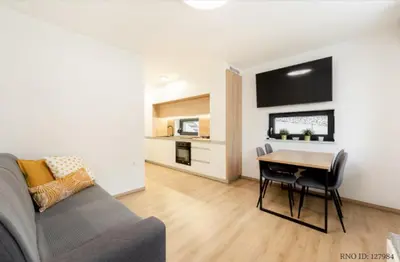 a living room with a couch and a table at Apartments Gros in Radeče