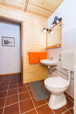 a bathroom with a toilet and a sink at Holiday Home Kersnik in Bohinj