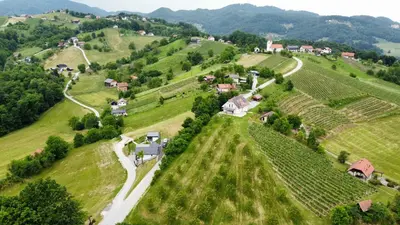 an aerial view of a village on a hill at Vila Emina in Podčetrtek
