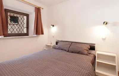 a bedroom with a bed and a window at Spring rest in Bled