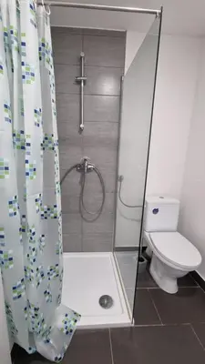 a bathroom with a shower and a toilet at PARIS in Ljubljana