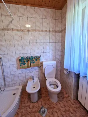 a bathroom with a toilet and a sink and a tub at Merlin in Renče
