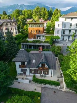 an aerial view of a house at UpArt Bled in Bled