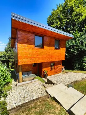 a house that is sitting in the grass at Holiday Home Sveti Martin in Kobilje