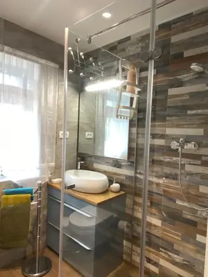 a bathroom with a shower and a sink at Luxury Apart near Lake Bohinj in Bohinj