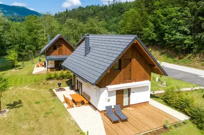 an overhead view of a house with a roof at Riverside Resort Stari Malni Kolpa in Osilnica