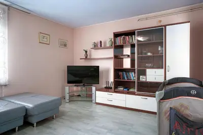 a living room with a couch and a television at Apartma Maka in Maribor