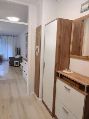 a room with a kitchen and a living room at Apartment Lilija in Bovec
