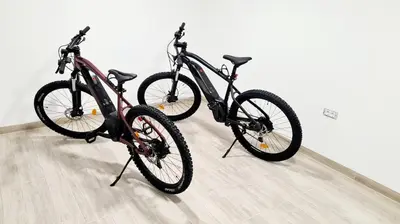 two bikes are parked next to each other at Holiday House Žalec in Griže