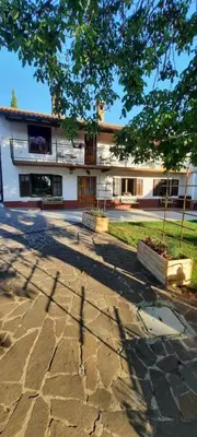 a building with a tree in front of it at Apartma Brina 3 in Sežana