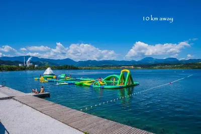 a group of inflatables in the water on a lake at Apartment Rosemary in Topolšica