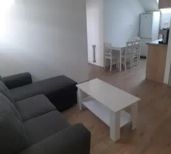 a living room with a couch and a table at Hisa jager in Gradišče v Slovenskih Goricah
