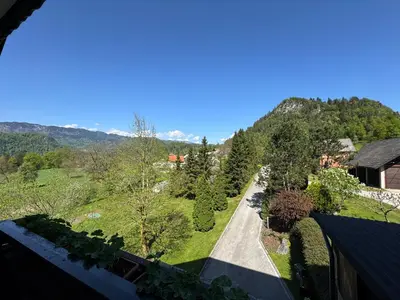 an aerial view of the garden of a house at Nature Hotel Lukanc in Bled