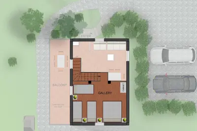 a rendering of a floor plan of a house at Apartments Vinska Trta in Čatež ob Savi