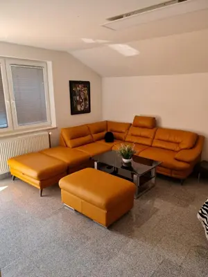 a living room with a couch and a table at Apartment Carolina in Rogašovci