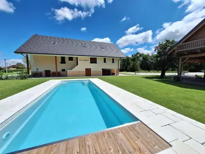 a swimming pool in the yard of a house at Vila Trate in Križevci pri Ljutomeru