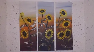 a painting of a field of sunflowers at Apartments Sončnica in Moravske Toplice