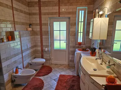 a bathroom with a sink and a toilet and a sink at apartment AURORA in Rogaška Slatina
