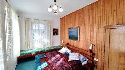 a bedroom with a bed and a window at Vila Jasna in Radovljica