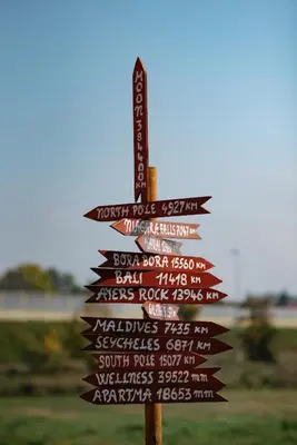 a sign with many different signs on a pole at Apartments Pri Adamsovih in Čatež ob Savi