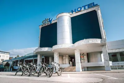 a group of bikes parked in front of a hotel at City Hotel Krško in Krško