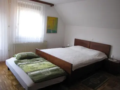 a bedroom with a bed and a window at Guesthouse Zorko Gostilna Domen in Smarjeske Toplice