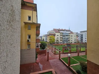 a view of a balcony of a building with buildings at Ljubljana Central Suite Martin in the City Center in Ljubljana