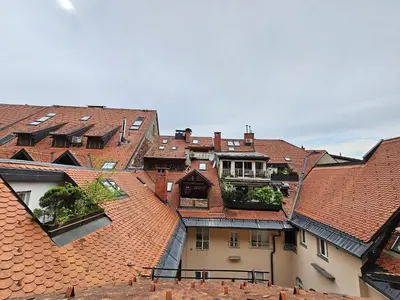 a view of the roofs of a building at Apartment Nina with private terrace Tour As Ljubljana in Ljubljana
