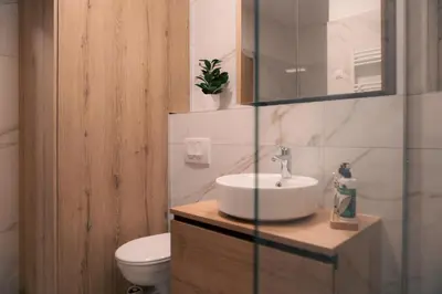 a bathroom with a sink and a toilet at Peak Haven apartments, Pohorje in Pohorje