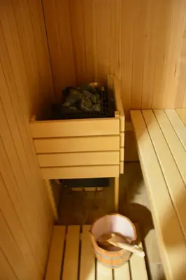 an inside of a sauna with a toilet in it at Apartmaji Kobal in Zoll