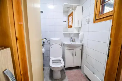 a small bathroom with a toilet and a sink at Holiday Home Brina 69 in Čatež ob Savi
