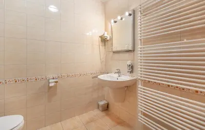 a bathroom with a sink and a toilet and a mirror at 1 Bedroom Gorgeous Apartment In Pohorje in Pohorje