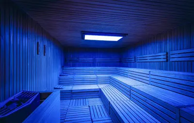 a empty sauna with a blueocrinologistsocrinologists at Awesome Apartment In Pohorje in Pohorje