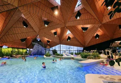 a group of people in a swimming pool at Bella Mura Nature Apartment Lipa 97 in Podčetrtek