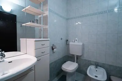 a bathroom with a toilet and a sink at Apartment Maj, Kranjska Gora - Center in Kranjska Gora