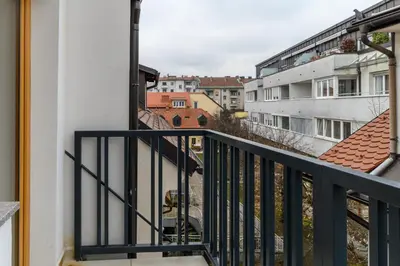 a view from the balcony of a building at Primus apartments in Ljubljana