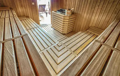 a inside of a sauna with wooden flooring at 2 Bedroom Awesome Apartment In Pohorje in Pohorje