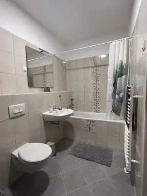 a bathroom with a toilet and a sink and a tub at Foxi apartment, Pohorje in Pohorje