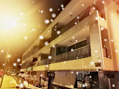 a large building with lights on the ceiling at Apartment Lent in Maribor