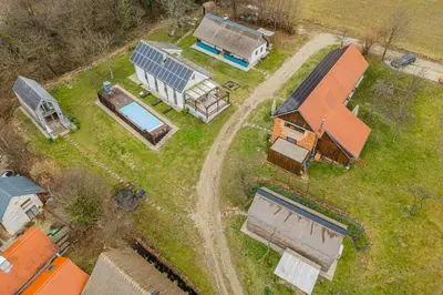 an aerial view of a home with a solarium at Goricko Natural Chalets in Križevci
